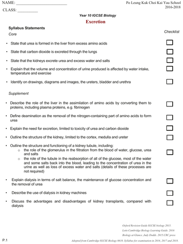 IGCSE Excretion