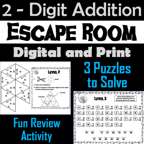 Double Digit Addition Without Regrouping Game: Math Escape Room