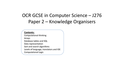 J276 OCR Computer Science Paper 2 Revision - Knowledge Organisers