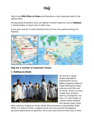 summarise the rituals of Hajj