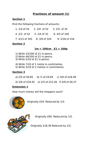 fractions of amounts