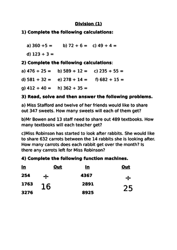 division worksheets