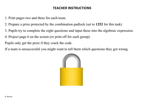 National 5 Maths Padlock Challenge