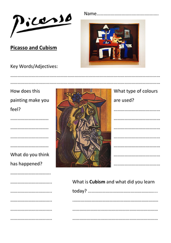 Picasso Cubism Question Worksheet