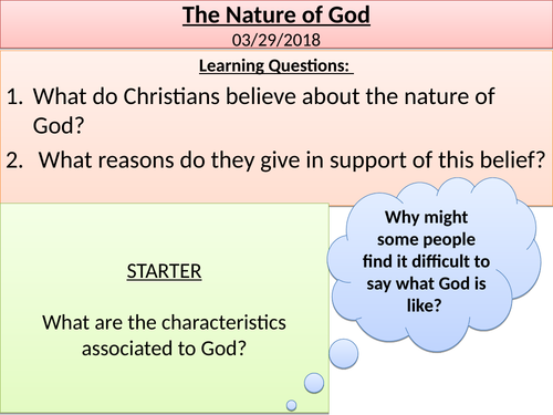 Christianity beliefs- The nature of God- GCSE AQA- 9-1
