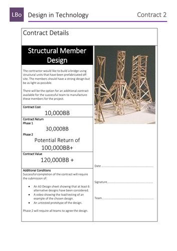 STEM Team Bridge Project - Contracts for bridge elements for purchase by teams.