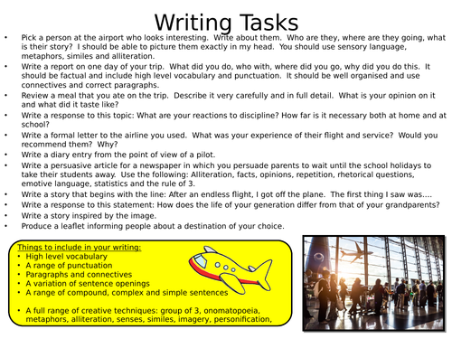 English 11+ Eleven Plus homework writing tasks