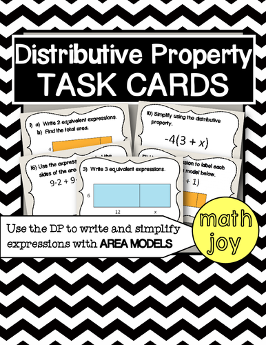 Distributive Property with Area Models Task Cards