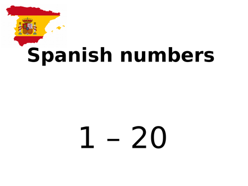 Spanish Number Cards 1 to  20