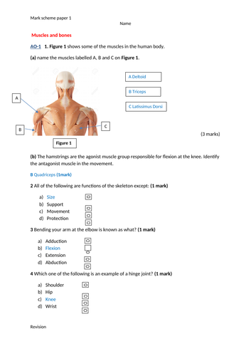 Mark scheme for paper 1 GCSE 2018 to go with the workbook paper 1
