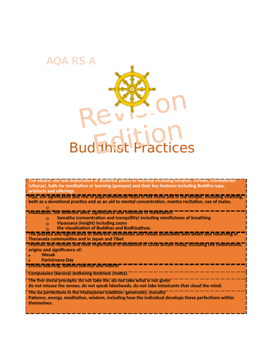 AQA RS A - Buddhist Practices Revision Guide