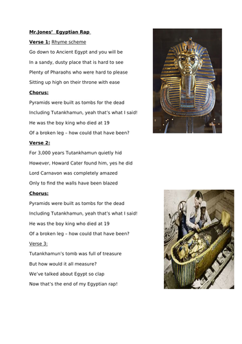 Ancient Egypt rap on King Tutankhamun WAGOLL (poetry)