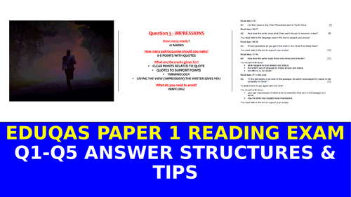 EDUQAS PAPER 1 - Answer structures and tips Q1-Q5 - GCSE English Language