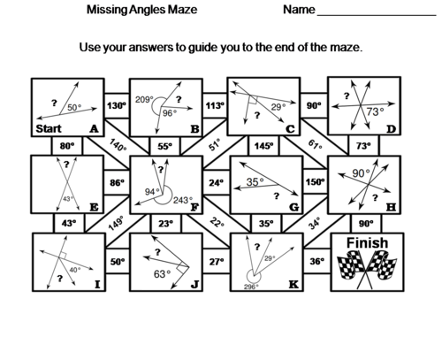Missing Angles Activity: Math Maze