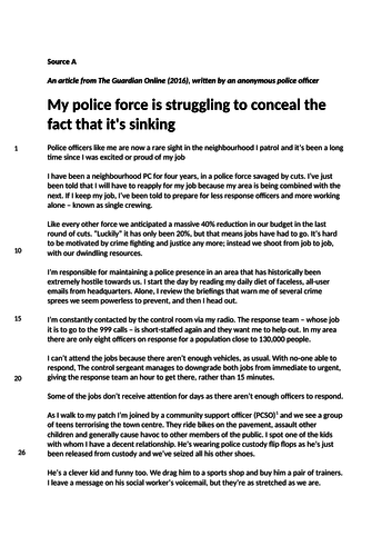 New spec- AQA-style Paper 2 (Policing)