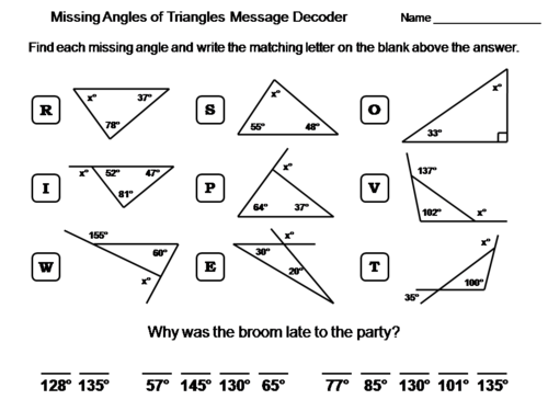 missing angles homework tes