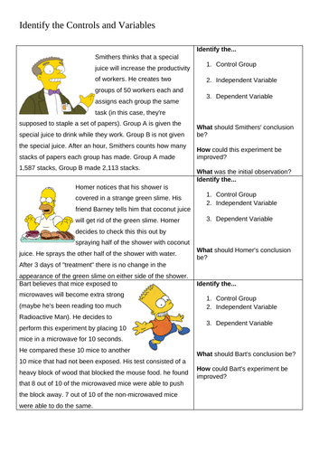 identification of control and variables