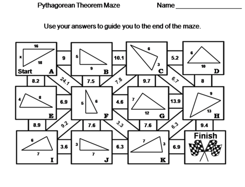 pythagorean theorem puzzle worksheet