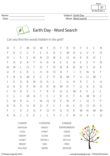 Earth Day - Word Search