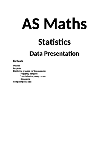Notes and Examples for Edexcel A Level Maths Year 1 (Statistics) Topic 3: Data Presentation