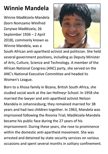 Winnie Mandela Handout