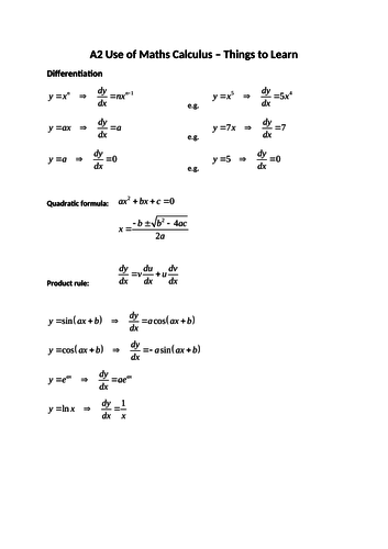Use of Maths A2 (AQA Pilot) Revision Resources