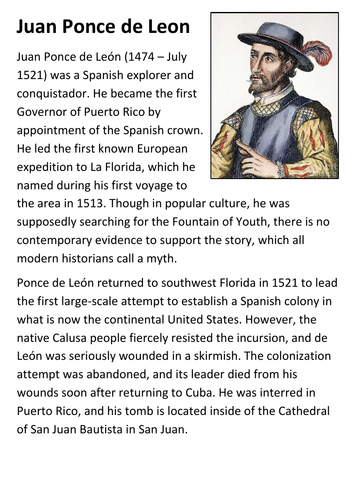 Juan Ponce de Leon Handout