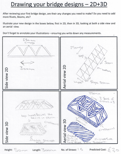 DT - Yr 8 Structures - Architecture - Drawing your bridge designs – 2D+3D – (EXAM PREP)