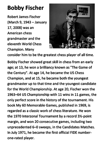 Bobby Fischer Handout