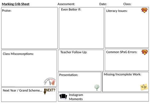 Marking Crib Sheet (Whole Class)