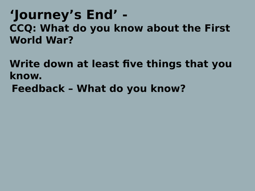 A few lessons on Journey's End