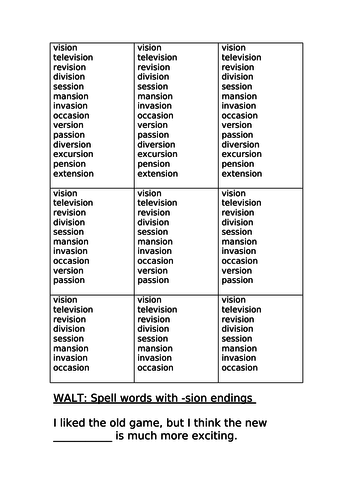 List Of Sion Words