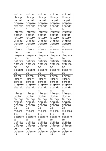 Unstressed vowels spelling list and activity