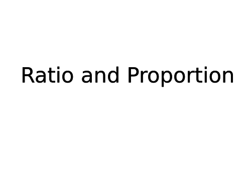 Ratio and proportion