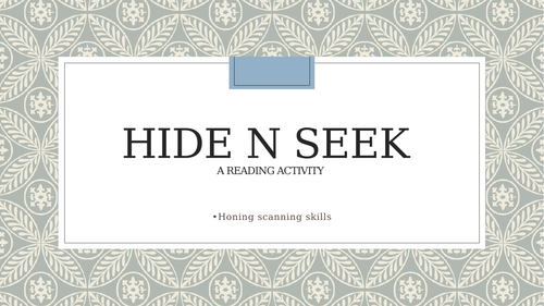 Hide n Seek - A reading activity using the newspaper !
