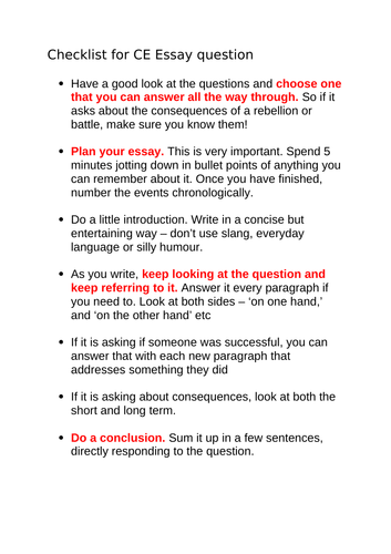 Essay & source tips for CE History