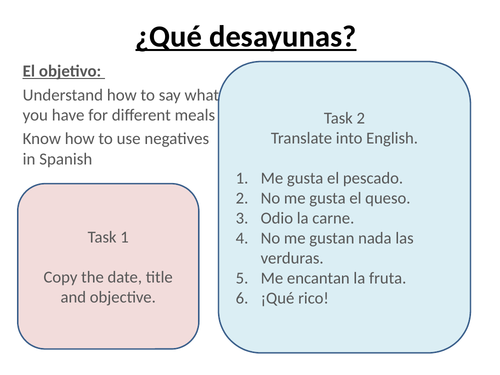 Que desayunas? - Foods for different meals
