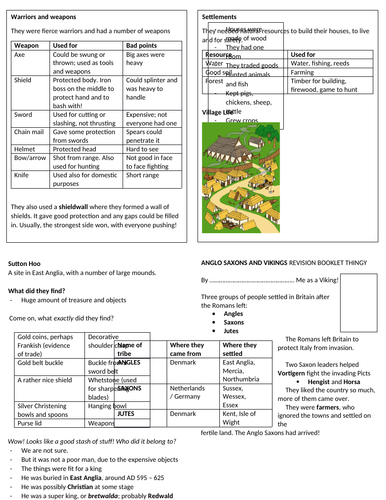 Anglo-Saxon and Viking revision booklet