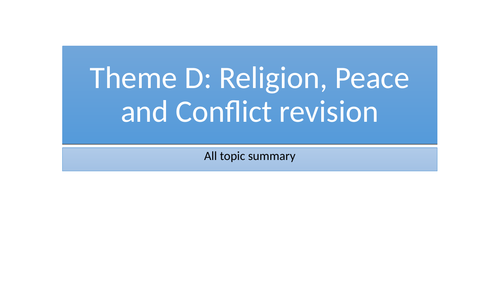 AQA GCSE RE Spec A (9-1) Theme D: Religion, Peace and Conflict revision lesson
