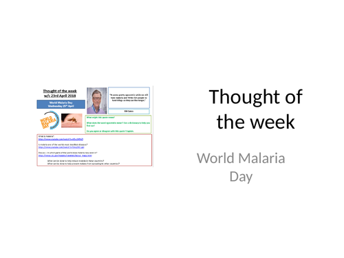 2018 Thought of the week World Malaria Day