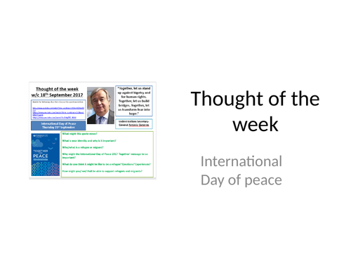 2018 Thought of the week International Day of Peace