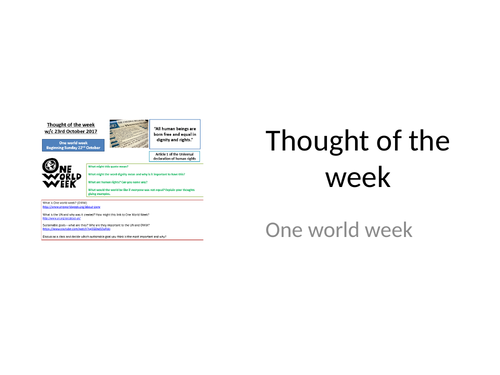 2018 Thought of the week One World Week