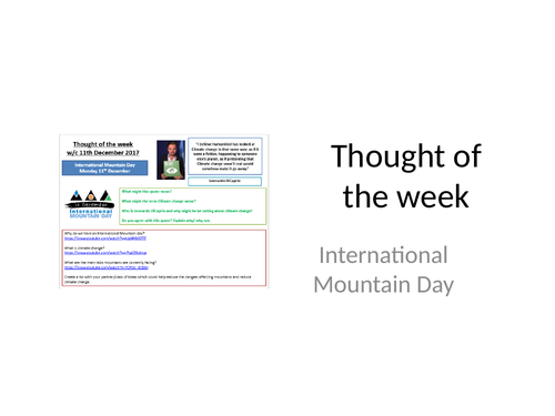 2018 Thought of the week International Mountain Day