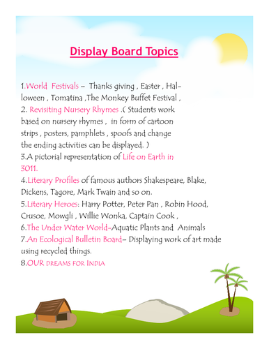 Display Board Topics
