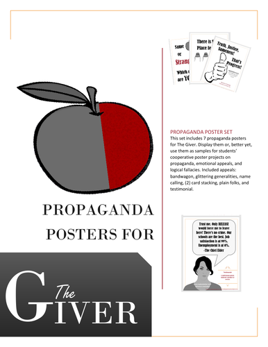 Exciting Propaganda Posters for The Giver. Covers major emotional appeals.