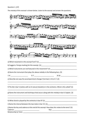 IGCSE Brandenburg Concerto no.1 Test Qs