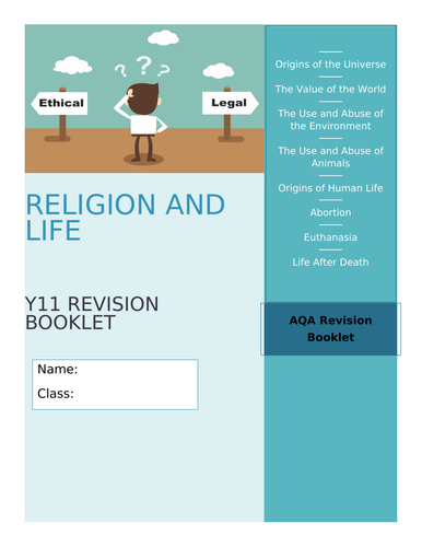 GCSE AQA RE Religion and Life Revision and Activity Booklet