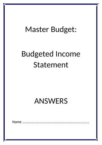 Budgeted Income Statement Answers - Accounting AQA (New Spec)