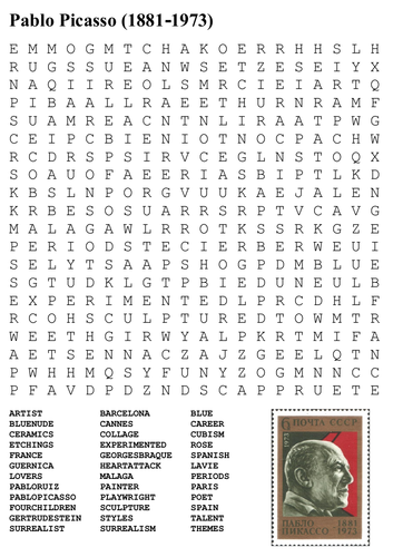 Pablo Picasso Word Search