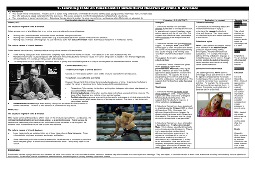 GCSE Sociology - Crime and Deviance revision sheets